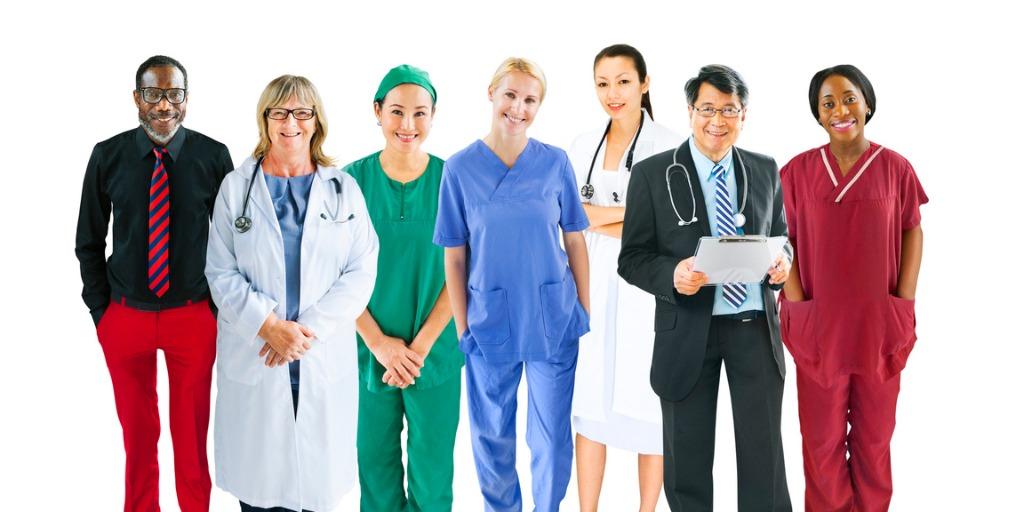 A medical team standing in a line